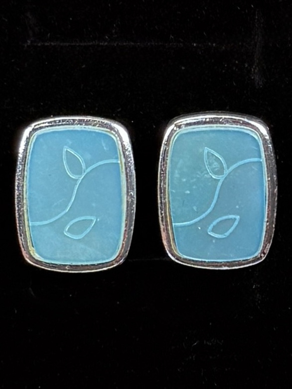 Silvertone and blue vintage clip on earrings